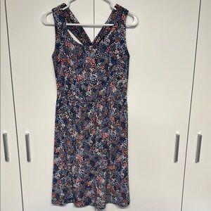 Kaileigh Pink and Blue V-Neck Sleeveless Midi Dress